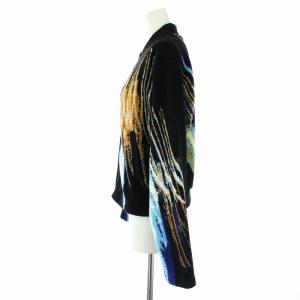 agnes b. 22AW ボアジャケット フリース アウター ジップアップ 総柄 2 M 黒 ブラック マルチカラー