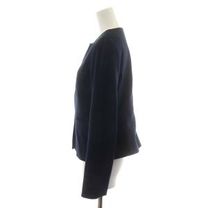 ESTNATION スーツ セットアップ 上下 ノーカラージャケット タイトスカート ひざ丈 40 M 紺 ネイビー