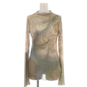 22SS MEDI ERIN SHEER TOP シアートップス ハイネック ボトルネック 総柄 長袖 F 茶 ブラウン