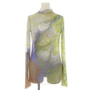 タグ付き 22SS MEDI ERIN SHEER TOP シアートップス ハイネック ボトルネック 総柄 長袖 F 緑 グリーン