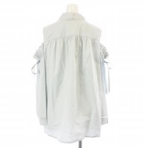 Chloe ブラウス シャツ 長袖 カットオフショルダー レース リボン 40 L 水色 ライトブルー