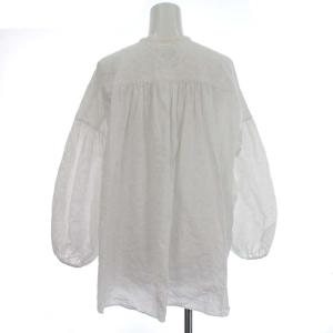 Drawer ペイズリーギャザーブラウス 長袖 シャツ パフスリーブ F 白 ホワイト