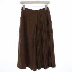 Theory ウールタッチ プリーツスカート ロング フレア 0 XS 茶 ブラウン 01-9307304