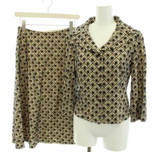 スーツ セットアップ 上下 テーラードジャケット シングル 4B ノーベント M スカート ひざ丈 フレア ペチコート L