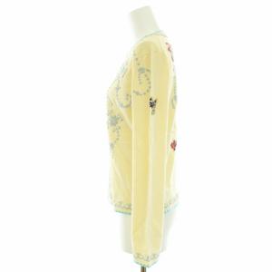 KEITA MARUYAMA ニットカーディガン ボレロ 刺繍 ビーズ装飾 長袖 2 M クリーム 水色 ライトブルー