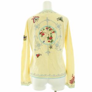 KEITA MARUYAMA ニットカーディガン ボレロ 刺繍 ビーズ装飾 長袖 2 M クリーム 水色 ライトブルー