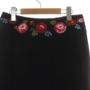 KEITA MARUYAMA フレアスカート 花刺繍 ウール ロング 2 M 黒 ブラック
