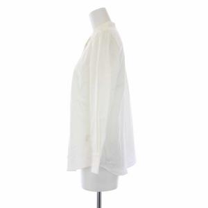 OLD ENGLAND ボウタイブラウス バンドカラーシャツ 長袖 34 XS 白 ホワイト タグ付き