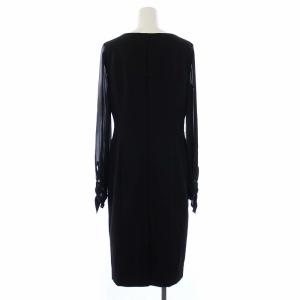 GIVENCHY BOUTIQUE ワンピース 長袖 ロング Vネック シフォン 切替 シアー 40 L 黒 ブラック