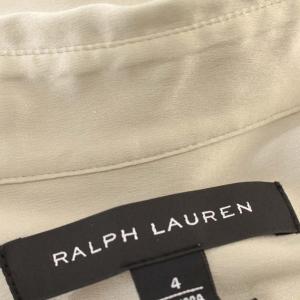 RALPH LAUREN ブラウス シルク サテン シャツ 長袖 4 M相当 グレージュ