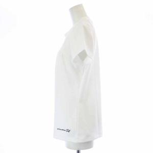 UNITED ARROWS GOLF ウィメンズギャザークルーネックシャツ ゴルフウェア カットソー 半袖 プルオーバー L 白 ホワイト