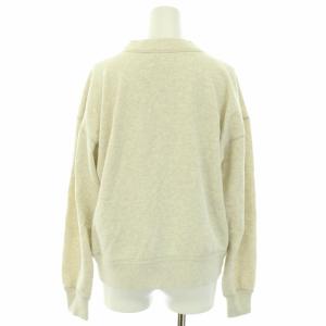 ISABEL MARANT ETOILE スウェット トレーナー ハイネック 長袖 ロゴフロッキープリント 裏起毛 36 S アイスグレー 赤 レッド