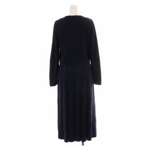 ANAYI 21SS レーヨンナイロン総針ボレロ レーヨンナイロンシアープリーツニットワンピース セットアップ 上下 38 M 紺 ネイビー