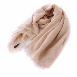 スカーフ フリンジ 大判 カシミヤ シルク ピンクベージュ