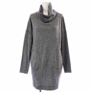 チュニック 長袖 プルオーバー ウール混 グレー