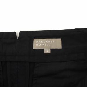 MARGARET HOWELL 20SS コットンリネンシルク ワイドパンツ 3 L 黒 ブラック