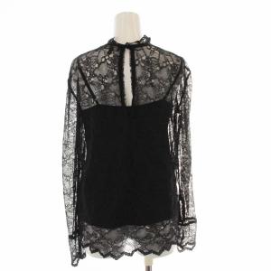 Theory ブラウス シャツ 長袖 レース フレア P XS 黒 ブラック