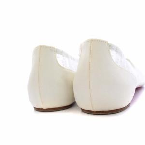 Christian Louboutin ポインテッドトゥ パンプス フラット シアー メッシュ ラメ 38 25cm 白 ホワイト