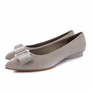 ヴァラ パンプス アーモンドトゥ レザー 25cm グレー