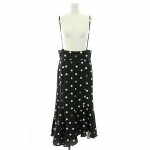22AW ドットマーメイドスカート キャミワンピース ロング ロゴプリント 36 S 黒 ブラック 白 ホワイト
