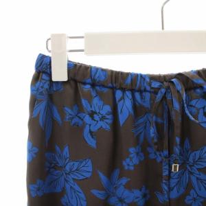 UNITED ARROWS イージーパンツ ストレートパンツ ハイウエスト 花柄 38 M グレー 青 ブルー