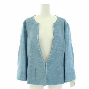 Leilian スーツ セットアップ 上下 ノーカラージャケット スカート ひざ丈 フレア 大きいサイズ 17＋ 3XL 水色 ライトブルー