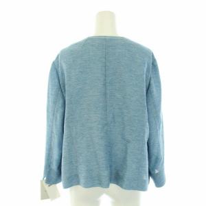 Leilian スーツ セットアップ 上下 ノーカラージャケット スカート ひざ丈 フレア 大きいサイズ 17＋ 3XL 水色 ライトブルー