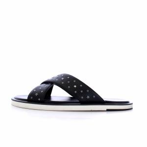 JIMMY CHOO PALMO スタースタッズ サンダル フラット レザー 43 28cm 黒 ブラック