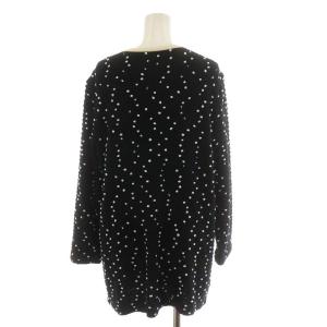 Leilian カーディガン 長袖 ウール ドット柄 大きいサイズ 13+ XL 黒 ブラック 白 ホワイト