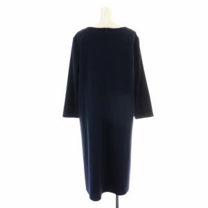 Leilian ワンピース ロング ミモレ フレア 長袖 大きいサイズ 13+ 2L 紺 ネイビー