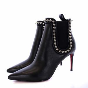 Christian Louboutin ブーティ サイドゴア ロックスタッズ レザー 23cm ブラック
