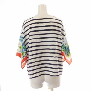 Diagram GRACE CONTINENTAL ブラウス シャツ ボーダー 七分袖 薄手 36 S 白 ホワイト 紺 ネイビー