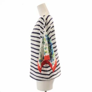 Diagram GRACE CONTINENTAL ブラウス シャツ ボーダー 七分袖 薄手 36 S 白 ホワイト 紺 ネイビー