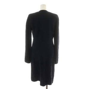 CHANEL ココマークジップ ワンピース ひざ丈 長袖 シルク 38ネイビー