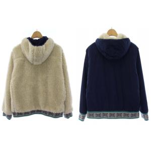 Columbia リバーシブル ボアジャケット ナイロンジャケット ロゴ ネイティブ柄 アウター M 紺 ネイビー アイボリー