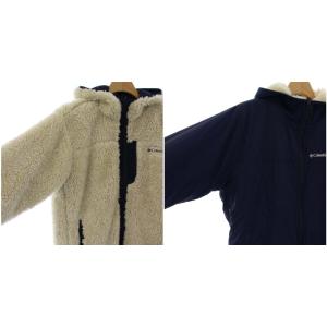 Columbia リバーシブル ボアジャケット ナイロンジャケット ロゴ ネイティブ柄 アウター M 紺 ネイビー アイボリー