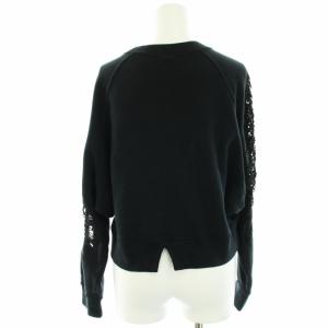 MIHARA YASUHIRO スウェット トレーナー ドルマンスリーブ レース コットン クルーネック 長袖 36 S 黒 ブラック