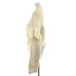Ameri VINTAGE ローゲージニット セーター 長袖 フリンジ 白 ホワイト 0282151180