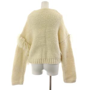 Ameri VINTAGE ローゲージニット セーター 長袖 フリンジ 白 ホワイト 0282151180