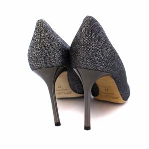 JIMMY CHOO グリッター ポインテッドトゥ パンプス ハイヒール ピンヒール 37 24cm グレー