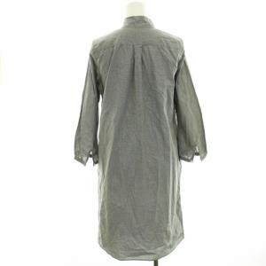 MARGARET HOWELL シャツワンピース ひざ丈 ボウタイリボン コットン スタンドカラー 長袖 2 M グレー