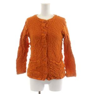 カーディガン 長袖 コットン オレンジ