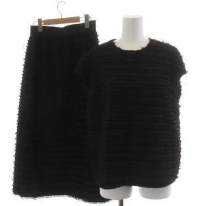 23SS セットアップ ブラウス フレンチスリーブ フレアスカート フリンジ フィルクーペボーダー