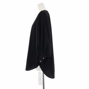 ADORE 22AW ライトジョーゼットブラウス カットソー プルオーバー クルーネック 七分袖 38 M 黒 ブラック