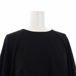 ADORE 22AW ライトジョーゼットブラウス カットソー プルオーバー クルーネック 七分袖 38 M 黒 ブラック