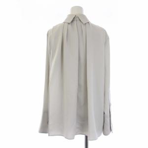ADORE 22AW パウダーサテンブラウス シャツ 長袖 プルオーバー ハイネック アシンメトリー 38 M グレー