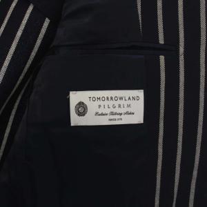 TOMORROWLAND PILGRIM テーラードジャケット シングル 2B センターベント ストライプ 48 L 紺 ネイビー