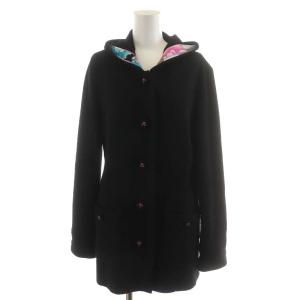 コート ミドル丈 フード ウール アウター 38 ブラック