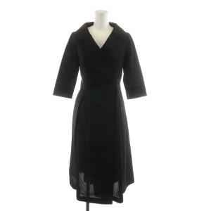 ワンピース ミモレ ロング 七分袖 ナイロン 40 L 黒 ブラック