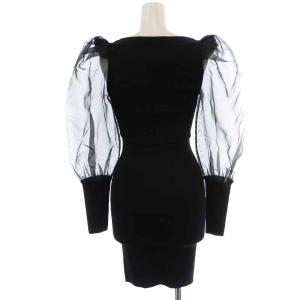 alice + olivia ABELLA PUFF SLV SQ NK DRESS ニットワンピース タイトワンピース ひざ丈 切替 シアー シースルー